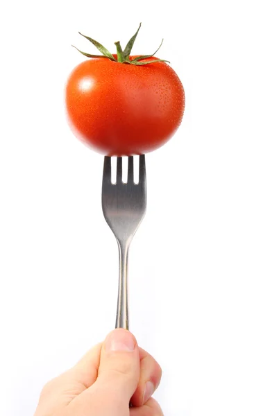 Tomato on fork — Stock Photo, Image