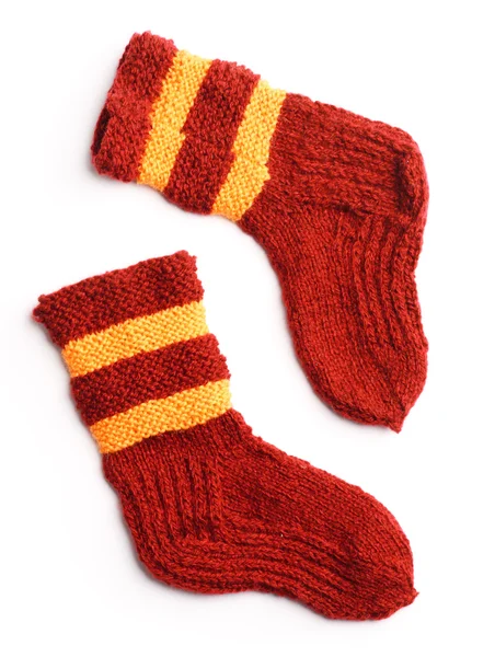 stock image Winter knitted woolen socks. Isolated