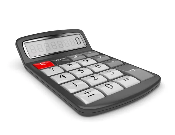 Schwarzer Taschenrechner 3d. Mathematik widerspricht. isoliert auf weißem Rücken — Stockfoto