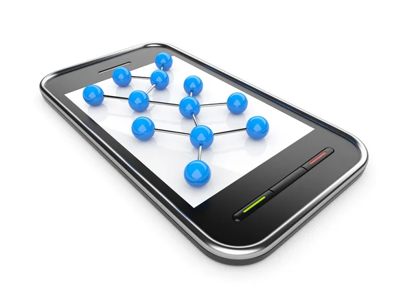 Sociální síť na mobilní smartphone 3d. komunikační koncept. Já — Stock fotografie
