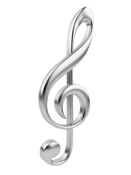 Metallische Musiknote 3D. Symbol isoliert auf weißem Hintergrund — Stockfoto