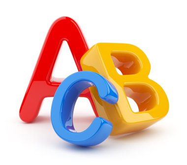 Colorful symbols heap of alphabet. Icon 3D