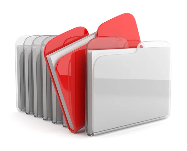 stock image Row of folders and files. 3D illustration isolated on white back