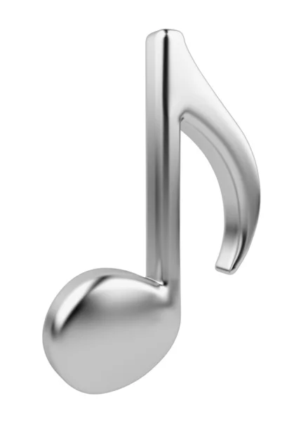 Metallische Musiknote 3D. Symbol isoliert auf weißem Hintergrund — Stockfoto