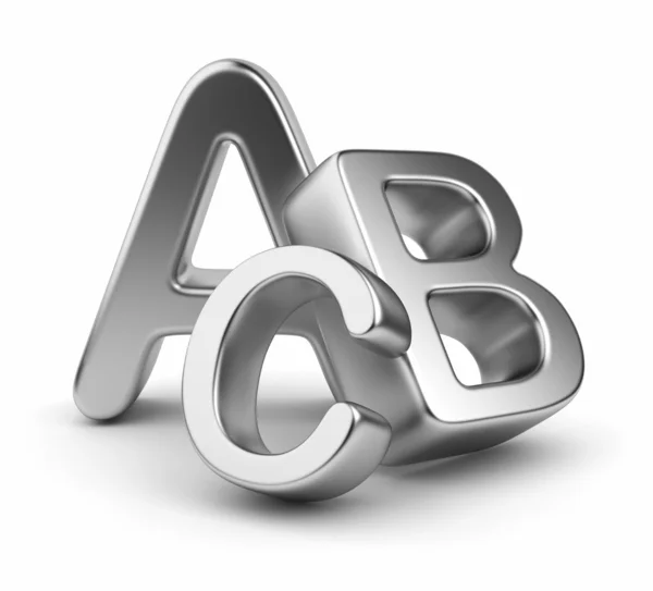 Kovové symboly haldy abecedy. ikona 3d. koncepce vzdělávání — Stock fotografie