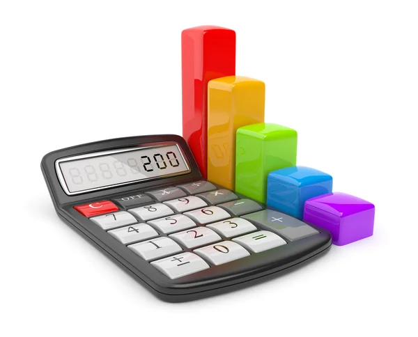 Calculator and colorful chart. Icon 3D. Business concept. Isolat — Stock Photo, Image