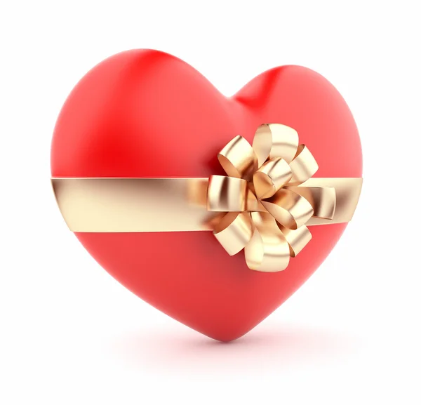 Presente San Valentín. Corazón rojo 3D. Aislado sobre fondo blanco — Foto de Stock