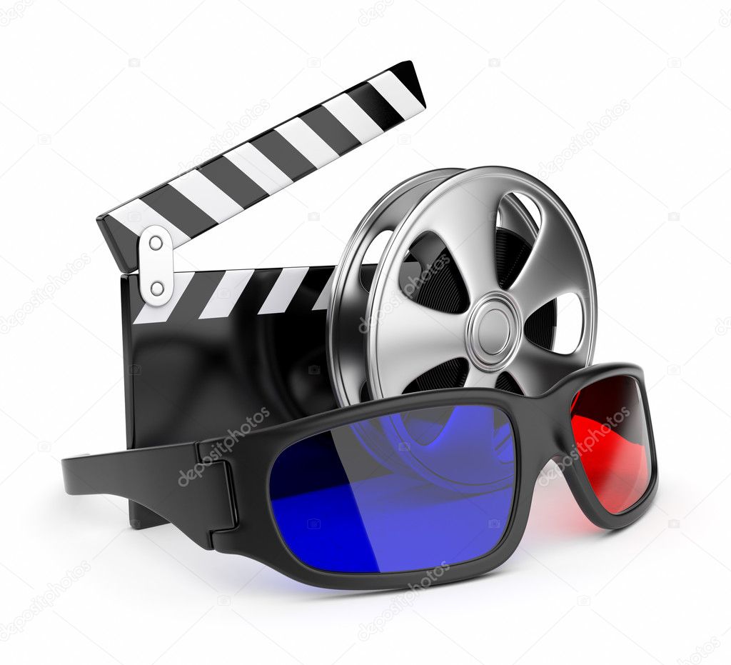3D glasses of stereoscopic cinema. Icon isolated on white backgr