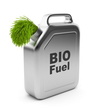 Canister with BIO fuel 3D. Alternative energy. Isolated on whit clipart