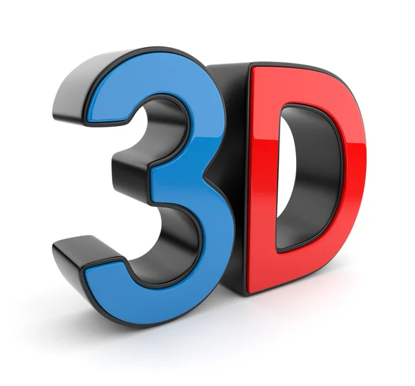 Simbolo 3D del cinema stereoscopico. Icona isolata su sfondo bianco — Foto Stock