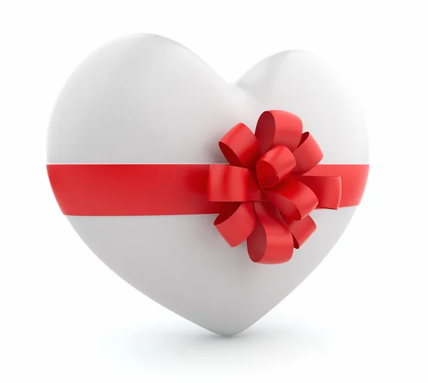 Теперішня валентинка. Серце 3D. Ізольовані на білому тлі — стокове фото