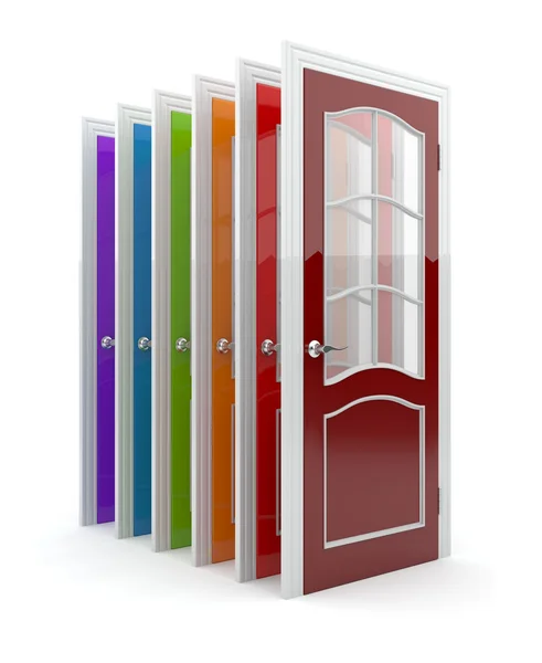 Kolorowe drzwi 3d. na białym tle — Zdjęcie stockowe