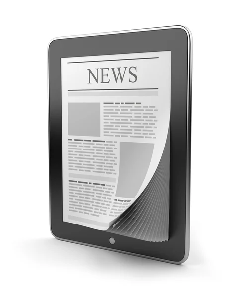 Newspaper on tablet pc. Mobile device 3D. Icon isolated on whit — Stock Photo, Image