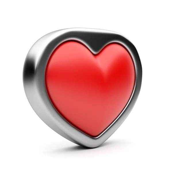 발렌타인 레드 심장 3d. 흰색 배경에 고립 — 스톡 사진