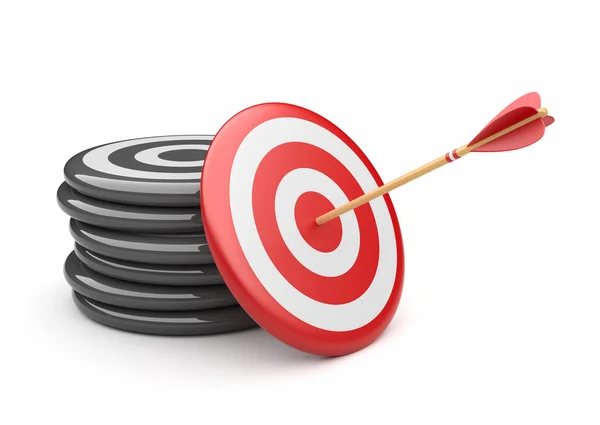 Arrow in target 3D. success hitting. Business concept. Isolated — Stock Photo, Image