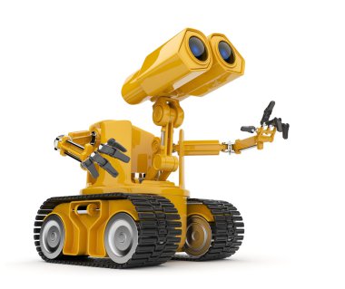 Futuristic robot talk. Artificial intelligence concept. 3D isol
