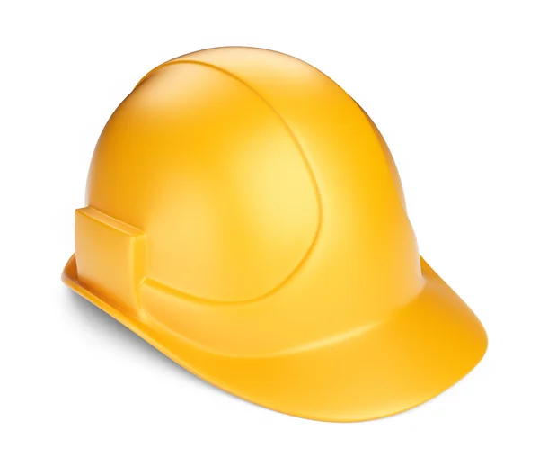 Yellow hardhat 3D. Construction tool. Icon isolated on white bac — Stock Photo, Image