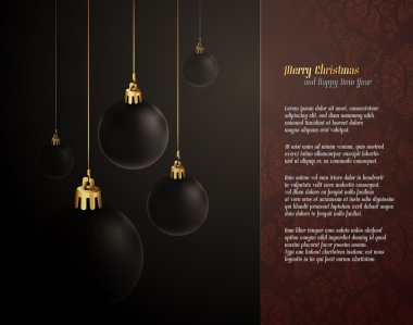 Elegant Christmas Greeting with Dark Globes clipart