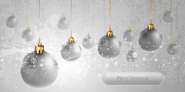 Banner de Navidad con globos de plata jalá EPS10 Vector de fondo — Archivo Imágenes Vectoriales