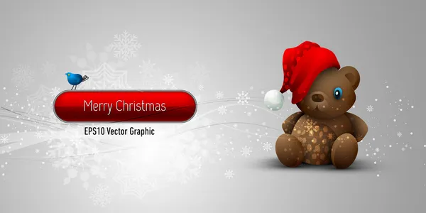 圣诞节横幅与泰迪熊 |Eps10 矢量背景 — 图库矢量图片