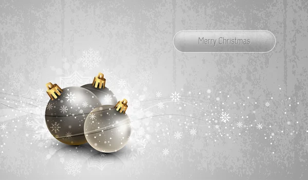 Tarjeta de felicitación de plata con globos de Navidad — Vector de stock