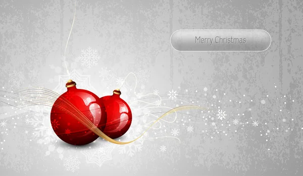 Срібні вітальну листівку з червоні різдвяні глобусів — стоковий вектор