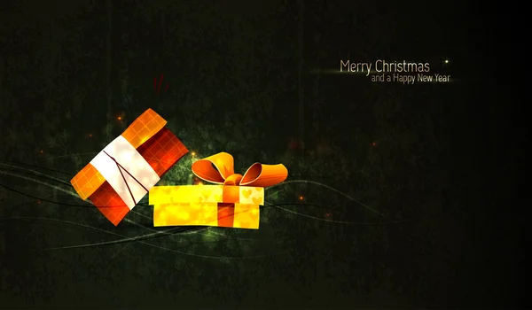 Salutation de Noël avec boîte cadeau unique et dos très texturé — Image vectorielle