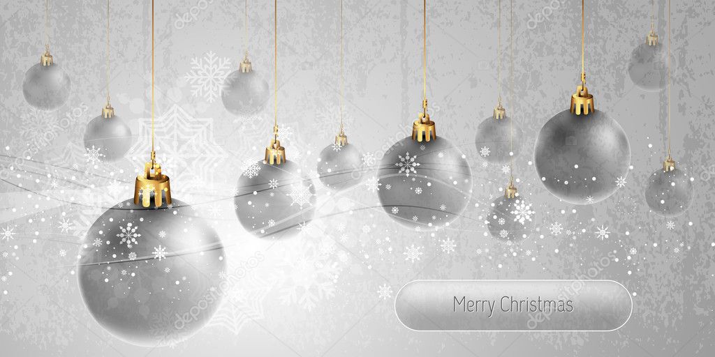 Christmas Banner with silver Globes | EPS10 Vector Background