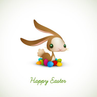 Easter Bunny with Colored Eggs clipart