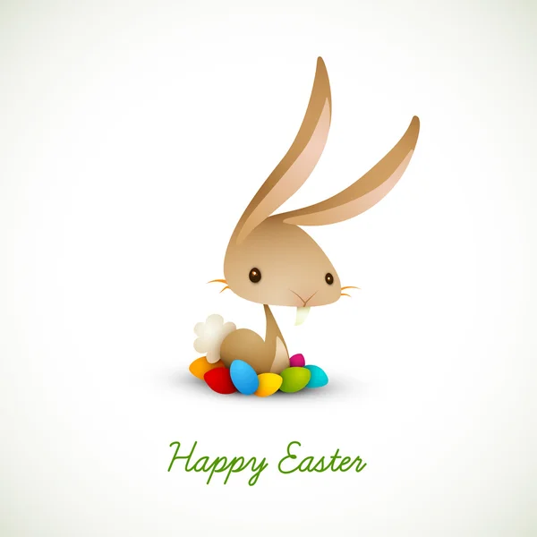 Coniglietto di Pasqua con uova colorate — Vettoriale Stock