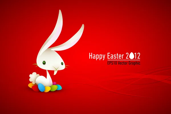 Lapin blanc Gary Bunny aux oeufs colorés Illustration de Pâques — Image vectorielle