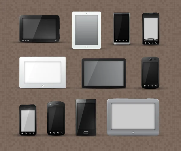 不同型号的平板电脑和智能手机 — 图库矢量图片