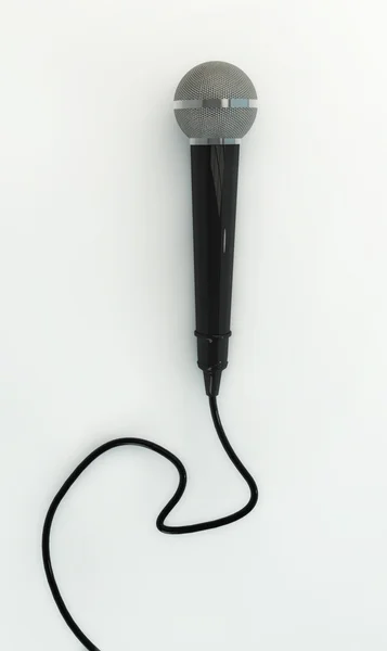 Pohled shora realistický černé mikrofon — Stock fotografie