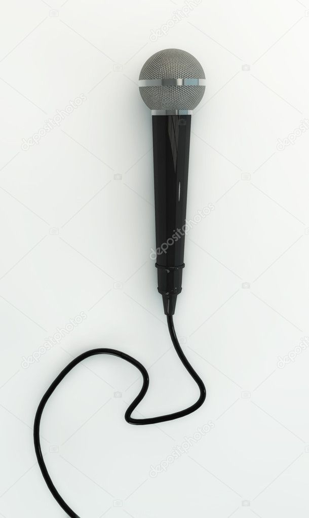 Top View of a realistic black microphone