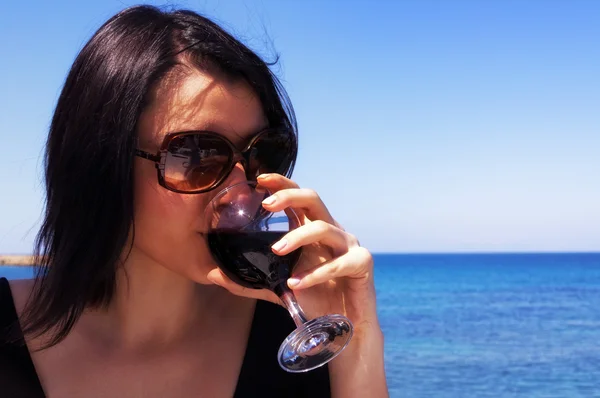 stock image Woman Drinking Red Wine