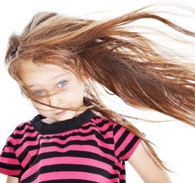 Girl with flowing hair