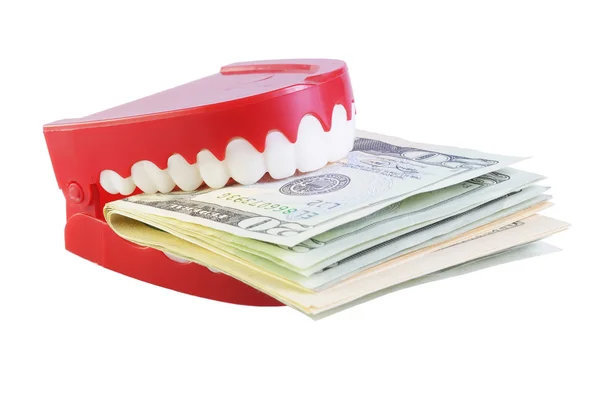 Teeth Eating Dollars — Stock Photo, Image