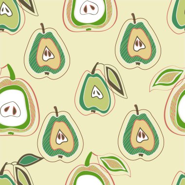 Seamless vector pattern with pears clipart