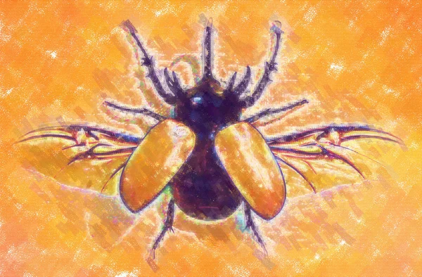 Turuncu arka plan üzerinde böcek — Stok fotoğraf