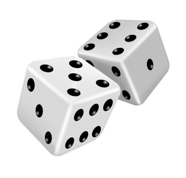 Two white dice clipart