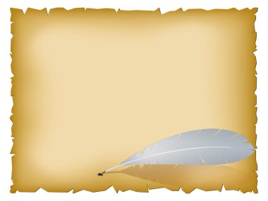 Old paper sheet with feather clipart