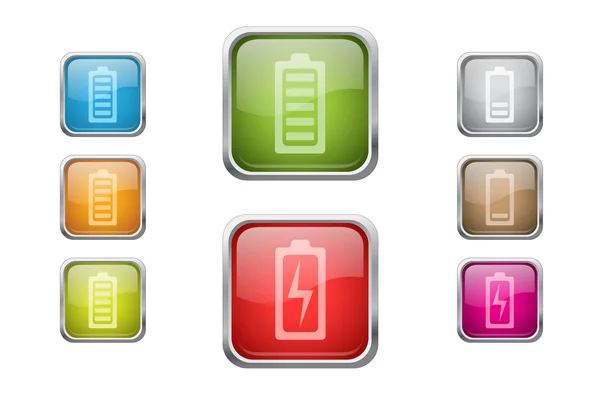 Botões com ícones de sinal de bateria —  Vetores de Stock