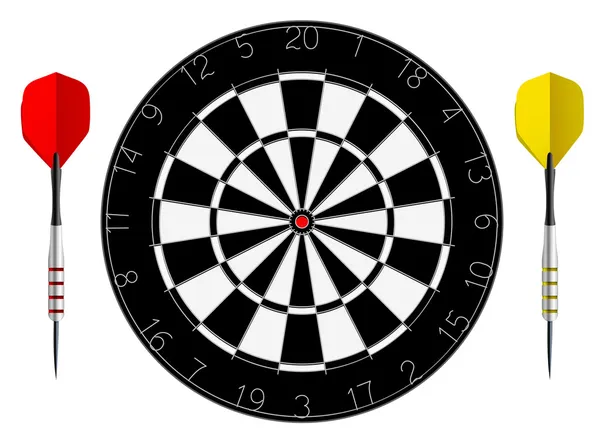 Dartbord met twee darts — Stockvector