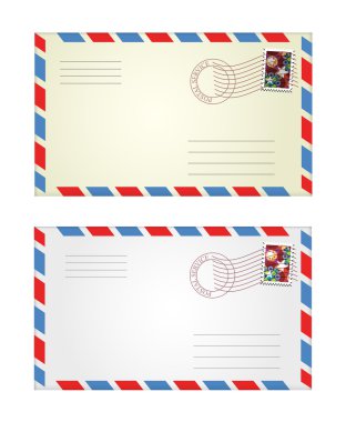 Vector illustration of gray and yellow envelopes clipart