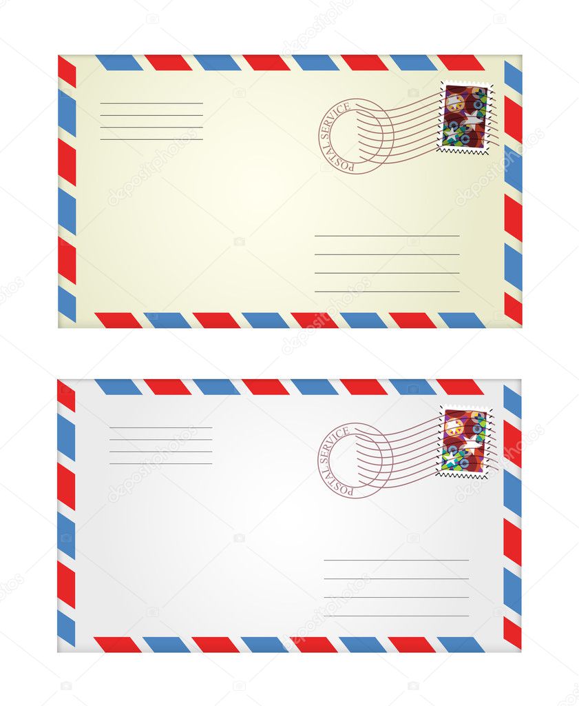 Vector illustration of gray and yellow envelopes