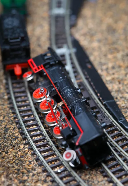 stock image Toy railroad train crash