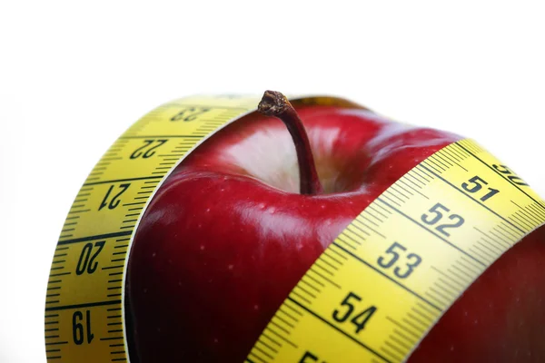 stock image Red apple with measurement isolated on white