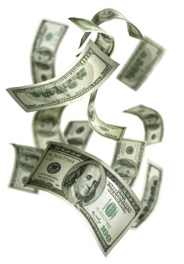 Falling Money $100 Bills clipart