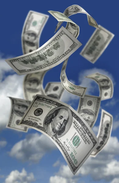 Falling Money $100 Bills — Stock Photo, Image