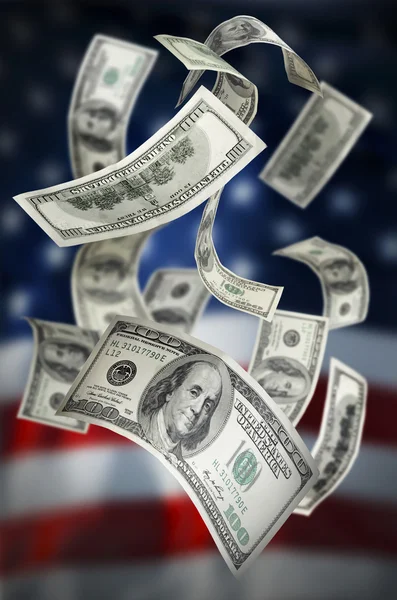 Dinheiro de queda $100 Bills — Fotografia de Stock